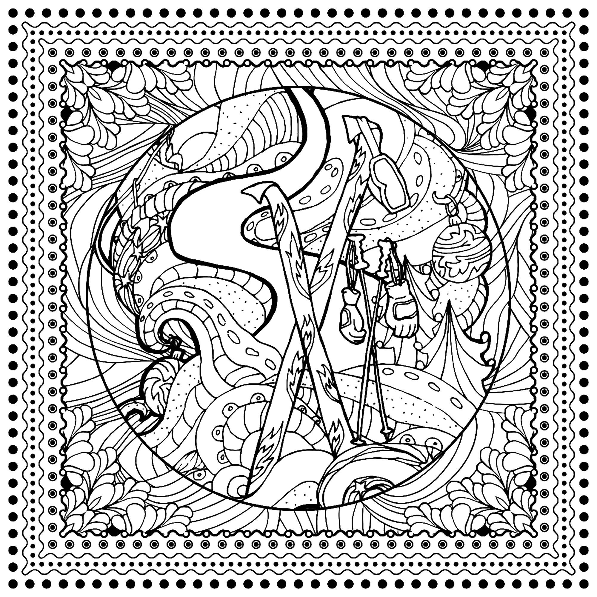 Sports Coloring Pages For Adults
 Winter sports ilonitta Christmas Adult Coloring Pages