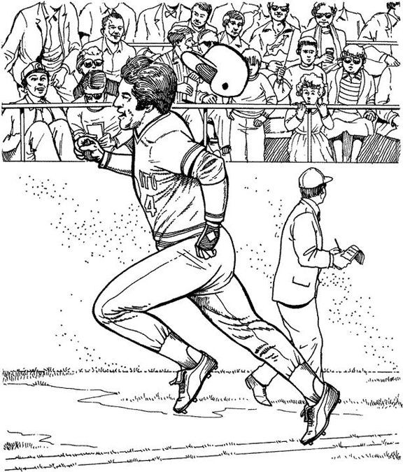 Sports Coloring Pages For Adults
 Running to First Baseball Coloring Page