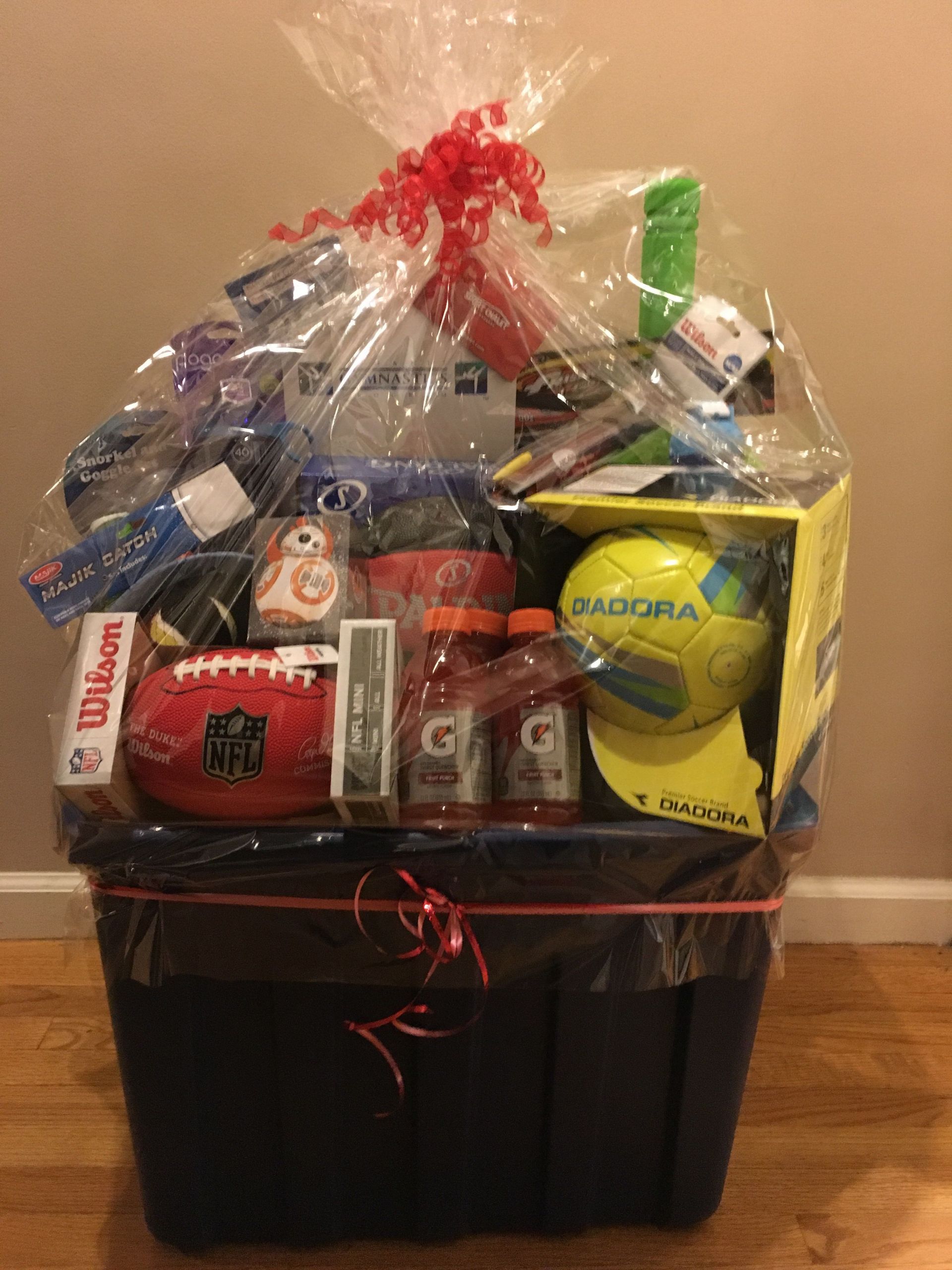 Sports Gift Basket Ideas
 Sports Theme Basket for school fundraiser Soccer