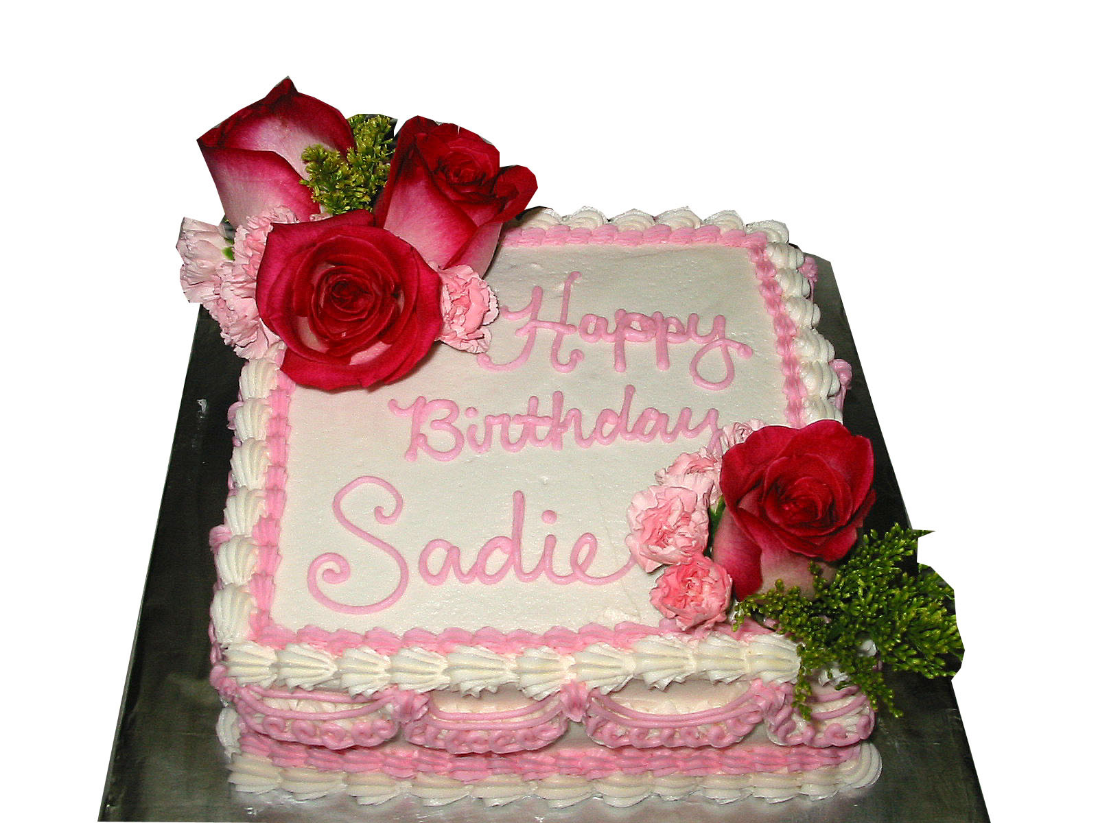 Square Birthday Cakes
 Sugar Mama s Bakery Square Cake with Real Flowers