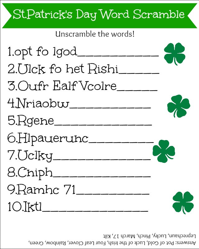 St Patrick Day Activities For Kids
 Free St Patrick s Day Printable Activities For Kids