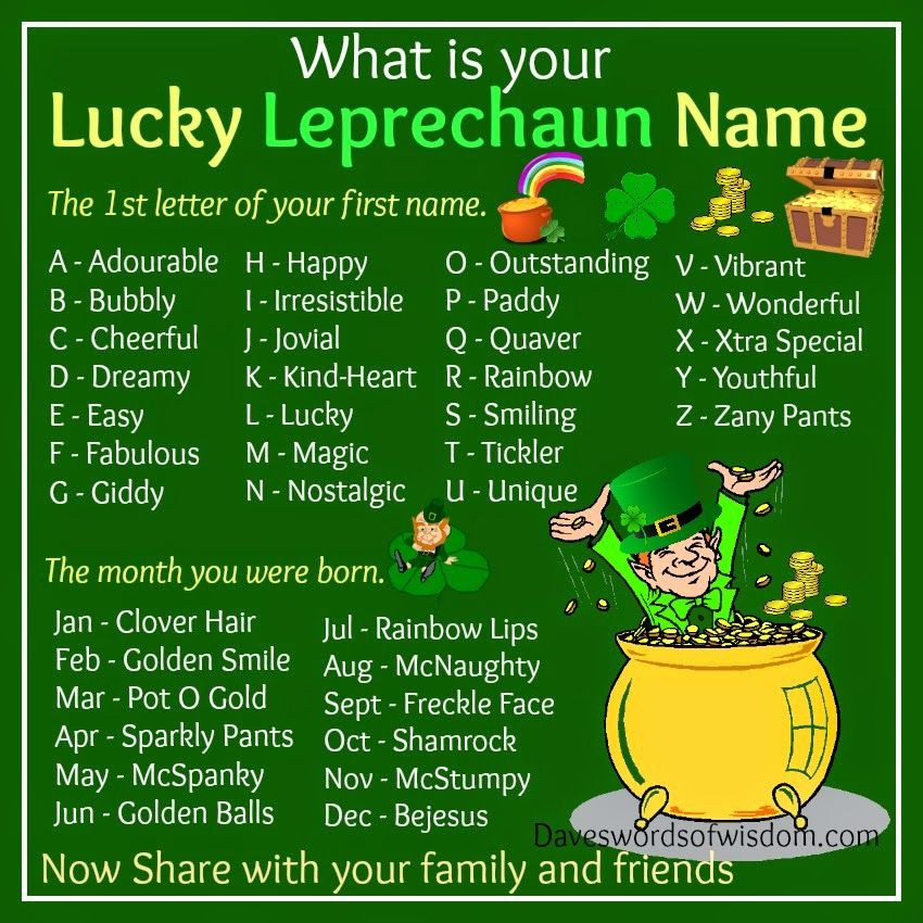St Patrick Day Party Names
 Daveswordsofwisdom What s your Lucky Leprechaun Name