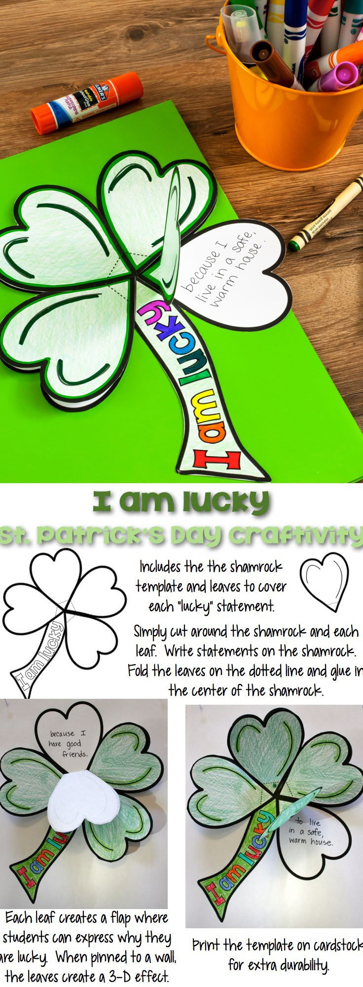 St Patrick's Day Crafts
 St Patrick s Day Clover "I am lucky" Craftivity • What I