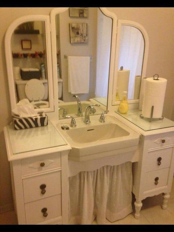 Stand Alone Bathroom Vanity
 Simple redo small stand alone sink cut back of vanity