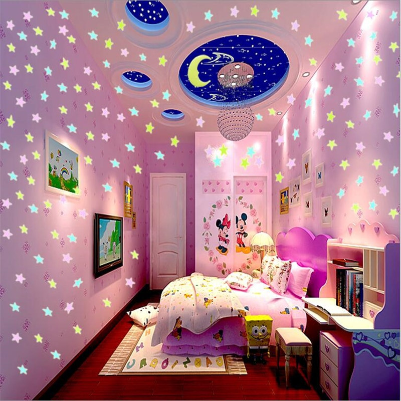 Stars For Kids Room
 100pcs glow in the dark stars wall stickers for kids rooms