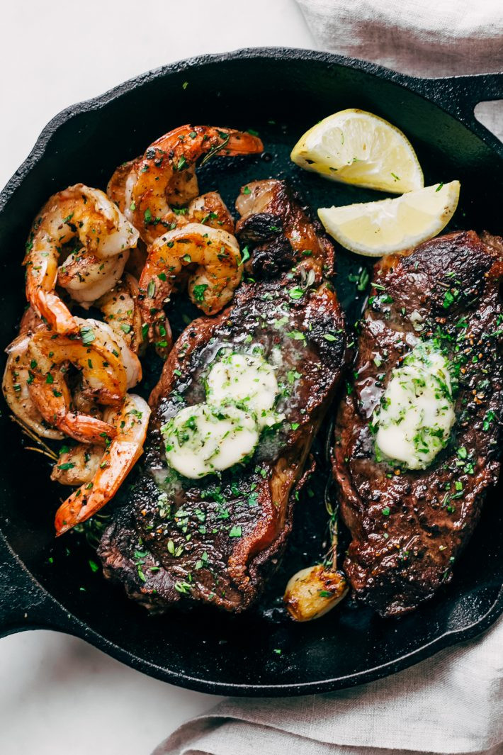 Steak And Shrimp Dinners
 Garlic Butter Skillet Steak and Shrimp Recipe