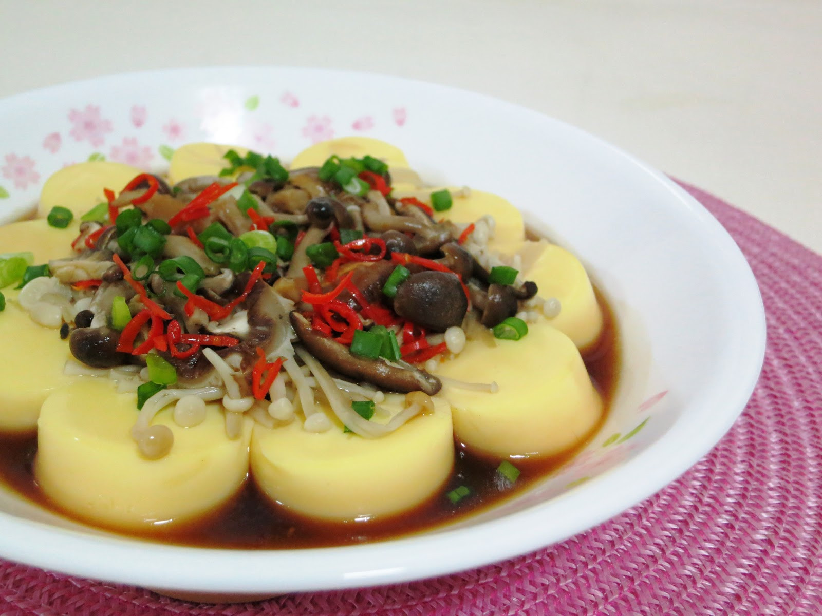 Steamed Tofu Recipes
 PinkyPiggu Steamed Egg Tofu with Assorted Mushrooms