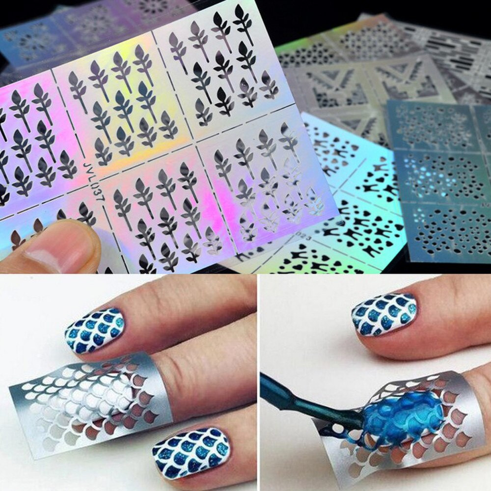 Sticker Nail Art
 Nail Hollow Stencil Stickers Transfer Guide Template