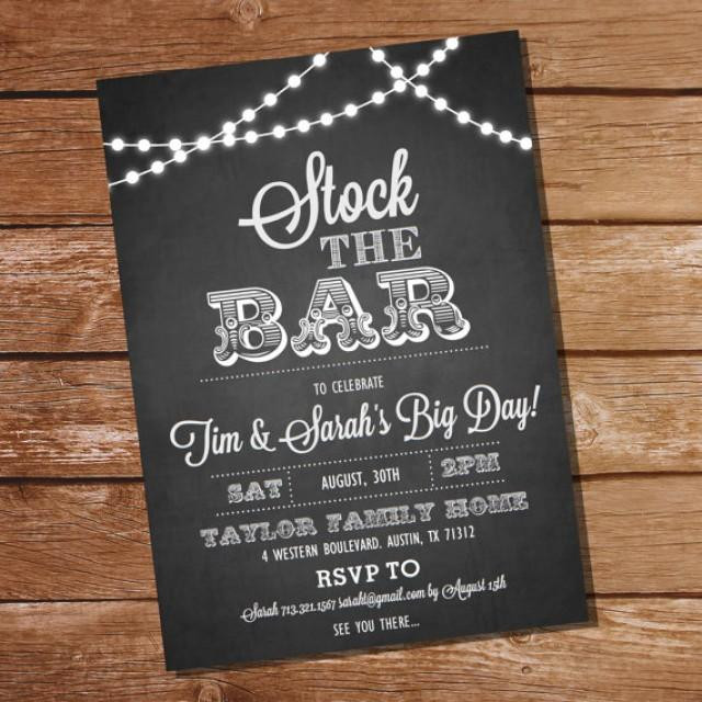 Stock The Bar Engagement Party Ideas
 Chalkboard Stock The Bar Engagement Party Invitation