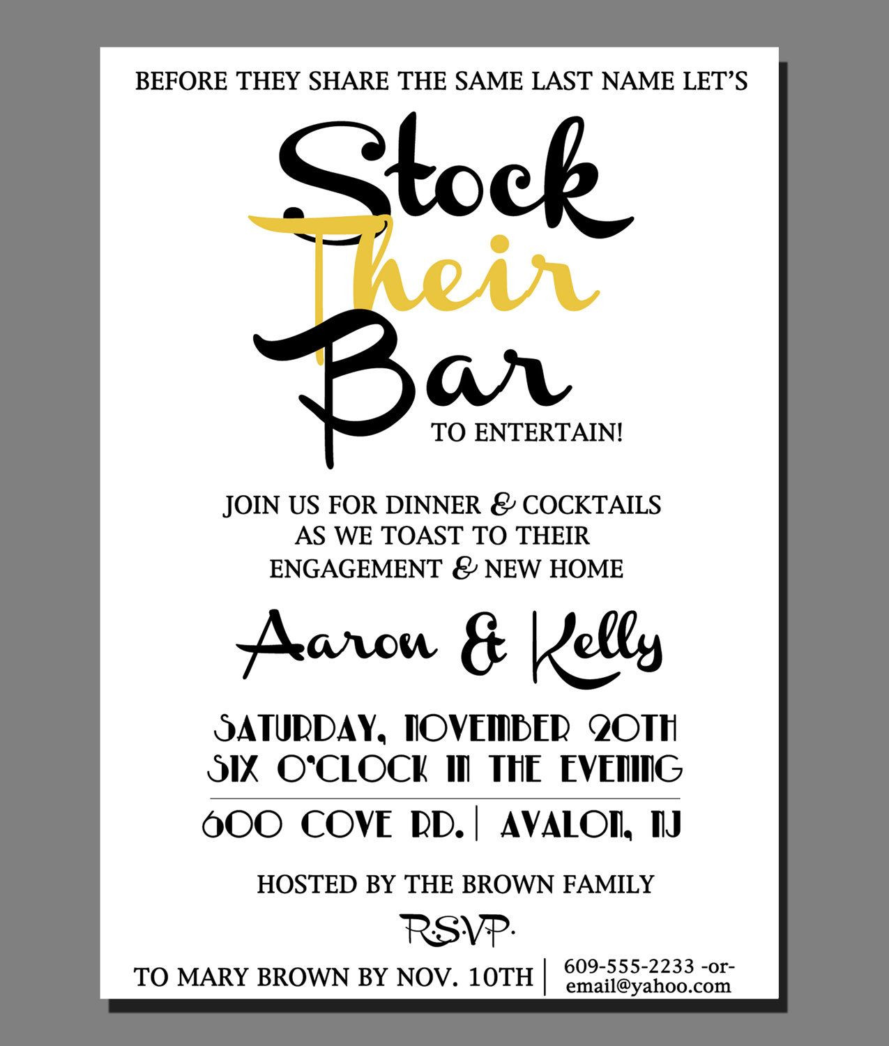 Stock The Bar Engagement Party Ideas
 Stock The Bar Invitation Printable