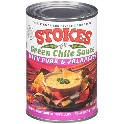 Stokes Green Chili With Pork
 Stokes W Pork & Jalapenos Green Chili Sauce 15 oz