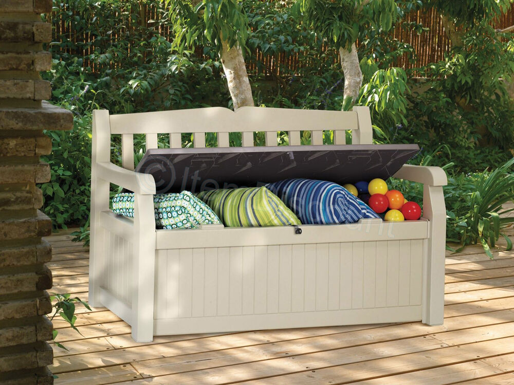 Storage Bench For Deck
 70 Gallon Plastic Garden Patio Storage Bench Chair Deck