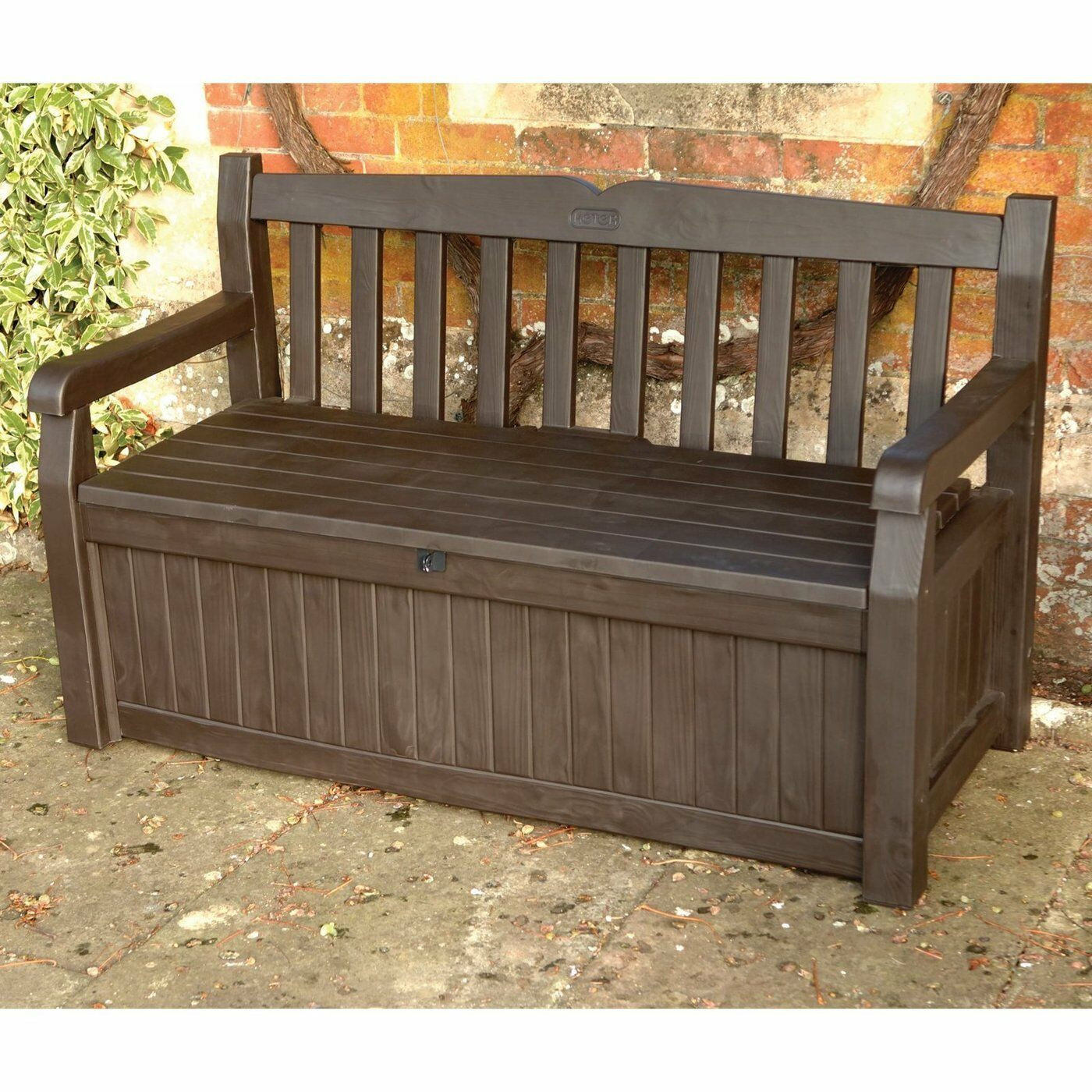 Storage Bench For Deck
 Outdoor Storage Bench Box Patio Deck Brown Pool Garden