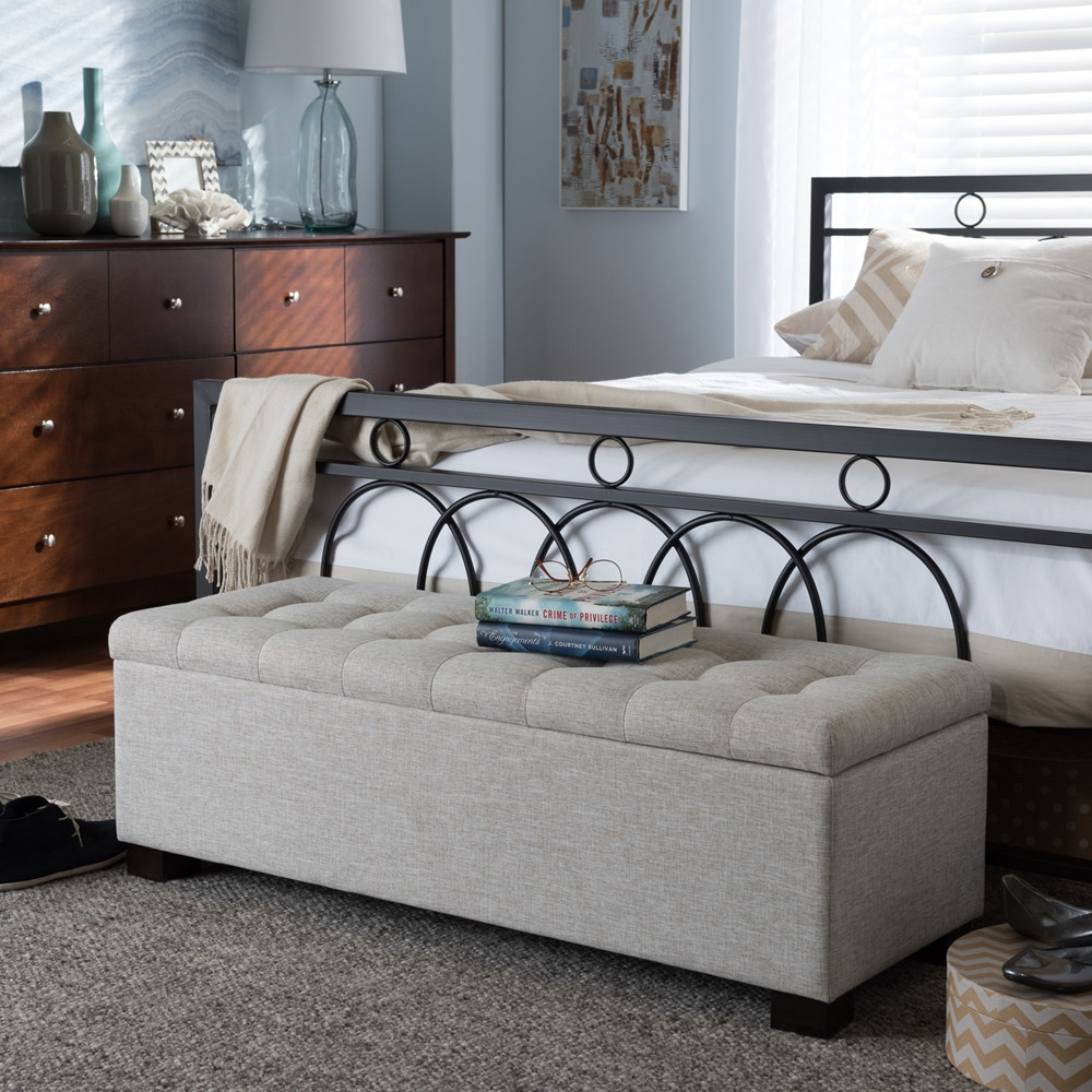 Storage Ottoman For Bedroom
 Baxton Studio Roanoke Modern and Contemporary Beige Fabric