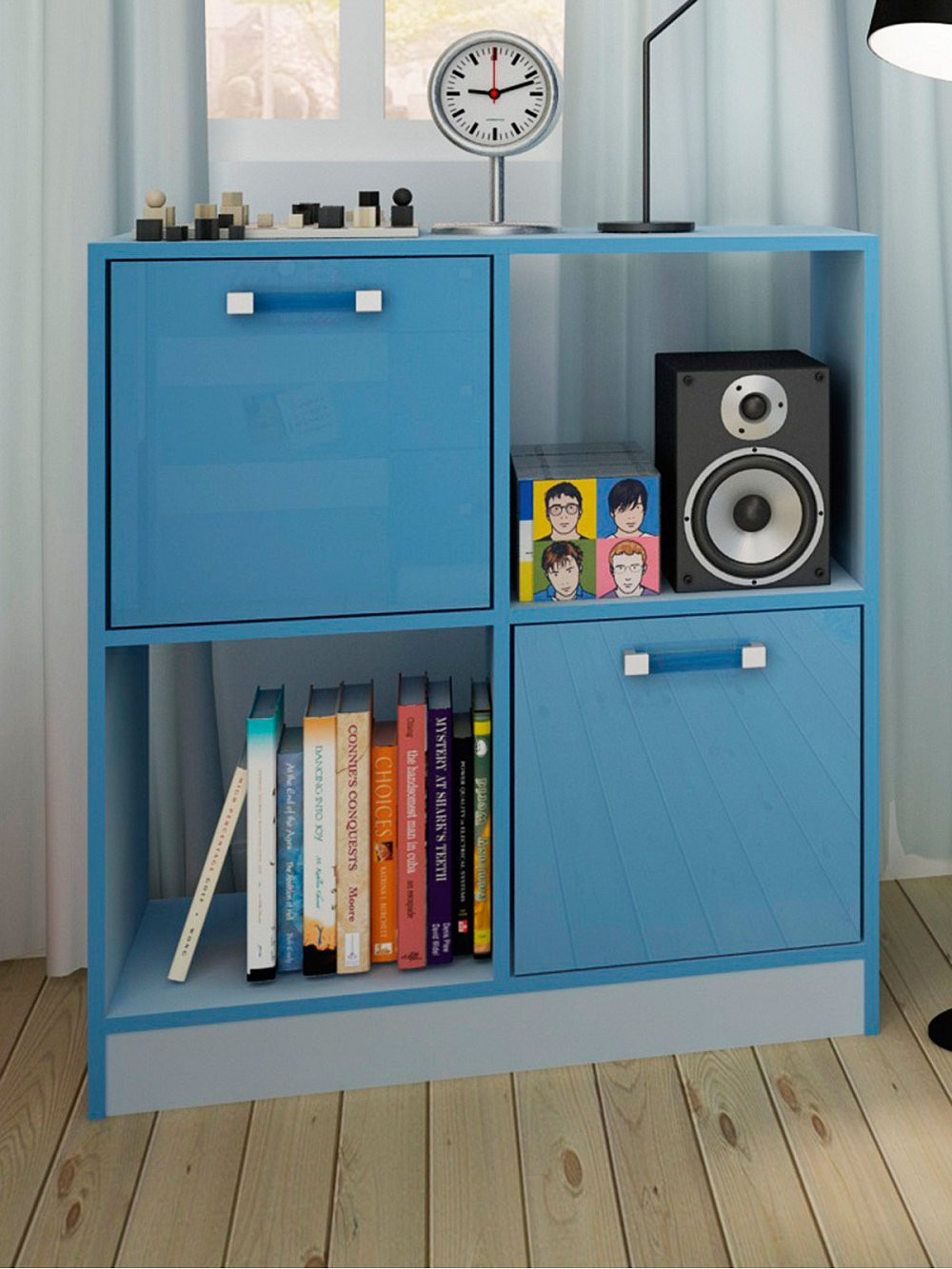 Storage Unit For Bedroom
 Kids Blue Toy Storage Unit 4 Cube Bedroom Bookcase 2