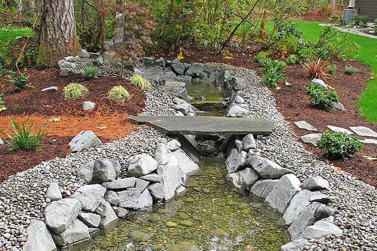 Storm Drain In Backyard
 dry creek bed for storm water runoff Outside