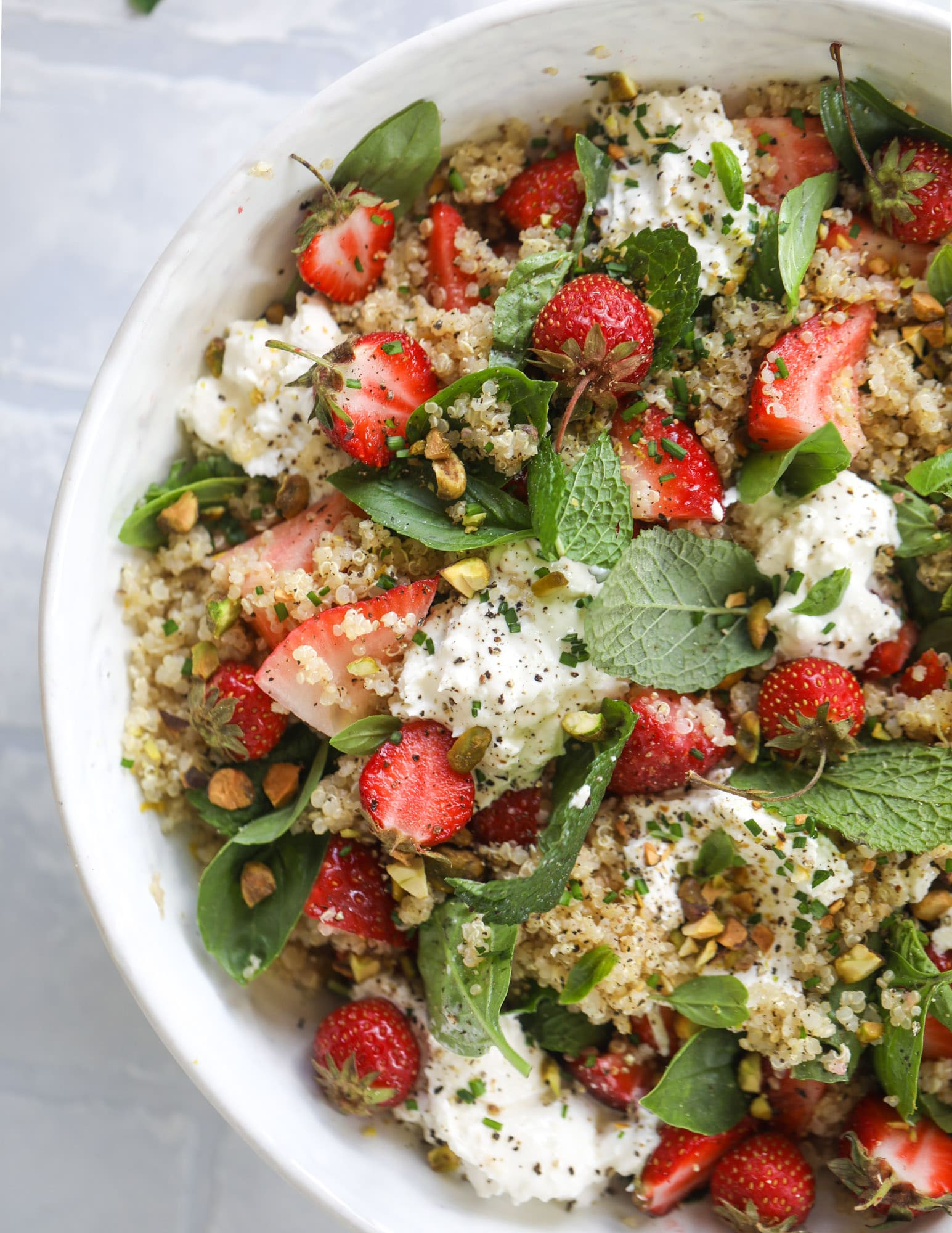 Strawberry Quinoa Salad
 Strawberry Quinoa Salad with Burrata Fresh Herbs and