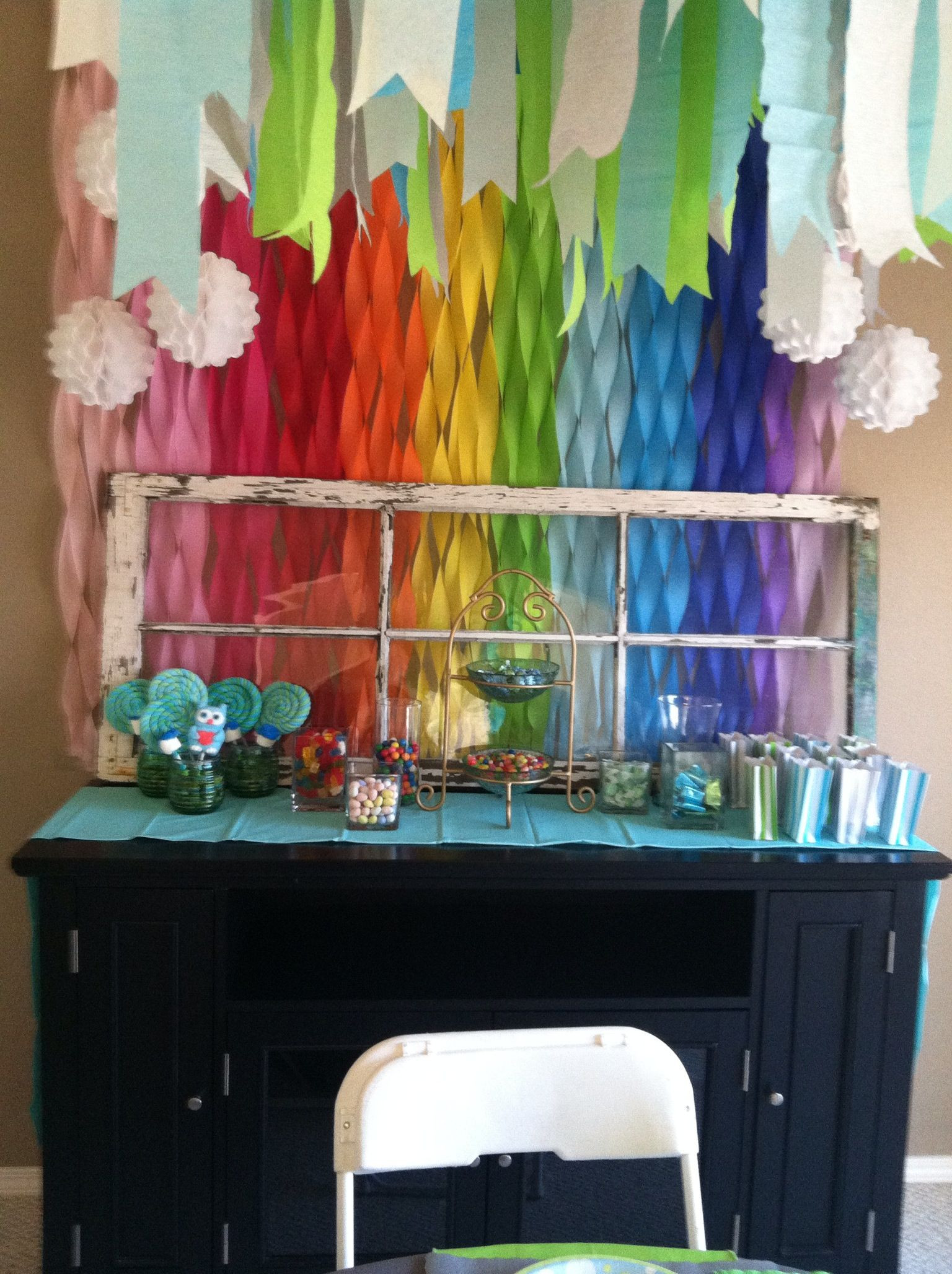 Streamer Decoration Ideas For Baby Shower
 Baby shower decor rainbow