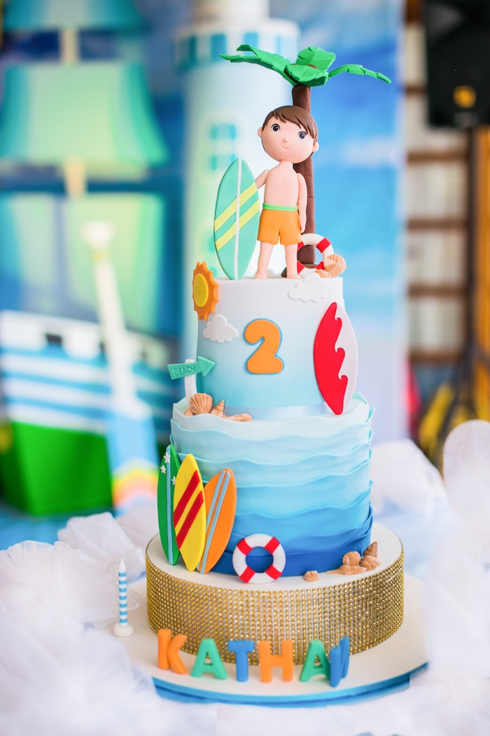 Summer Birthday Cakes
 Kara s Party Ideas Surf & Summer Birthday Pool Party