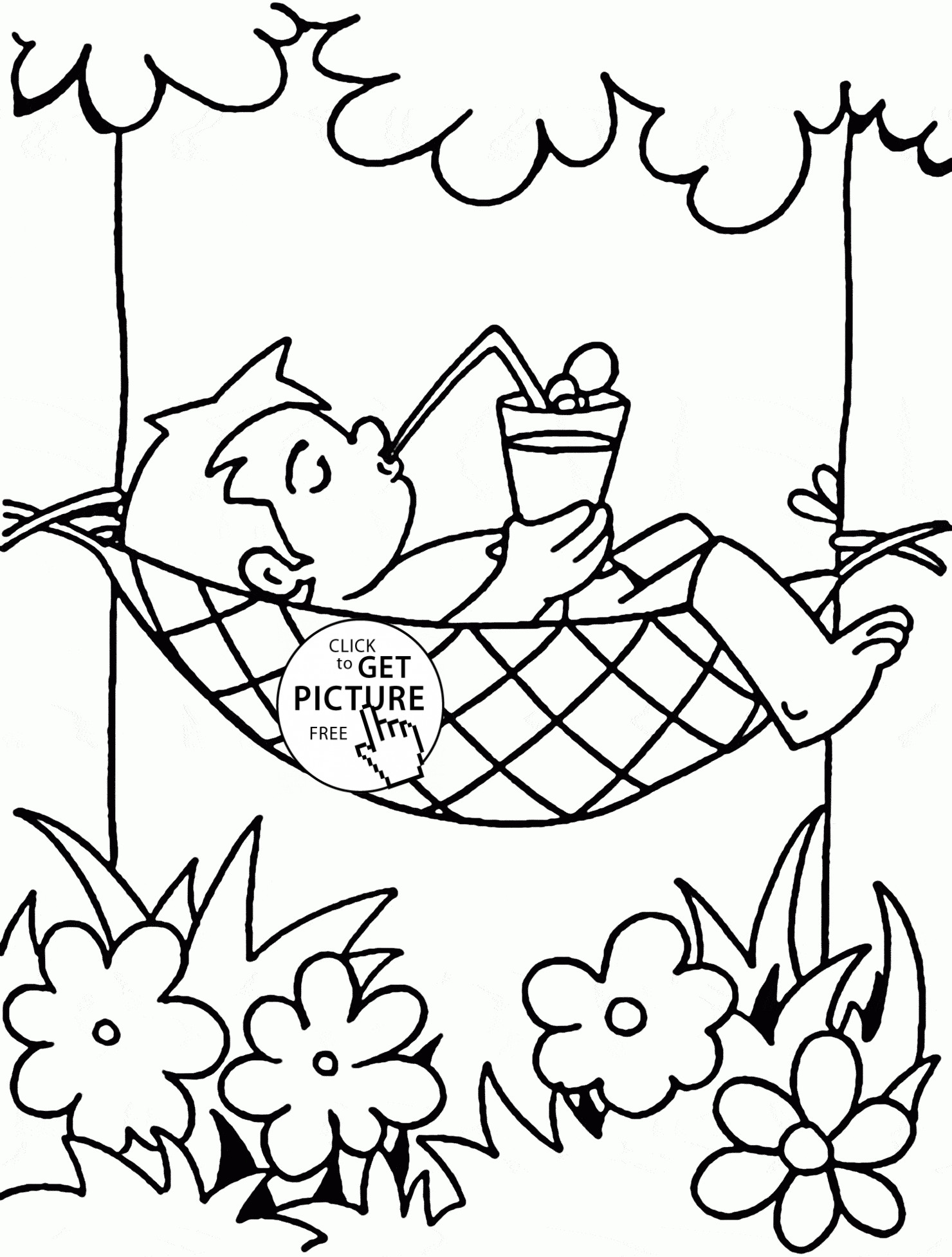 Summer Coloring Pages For Kids
 Vacation in Summertime coloring page for kids seasons