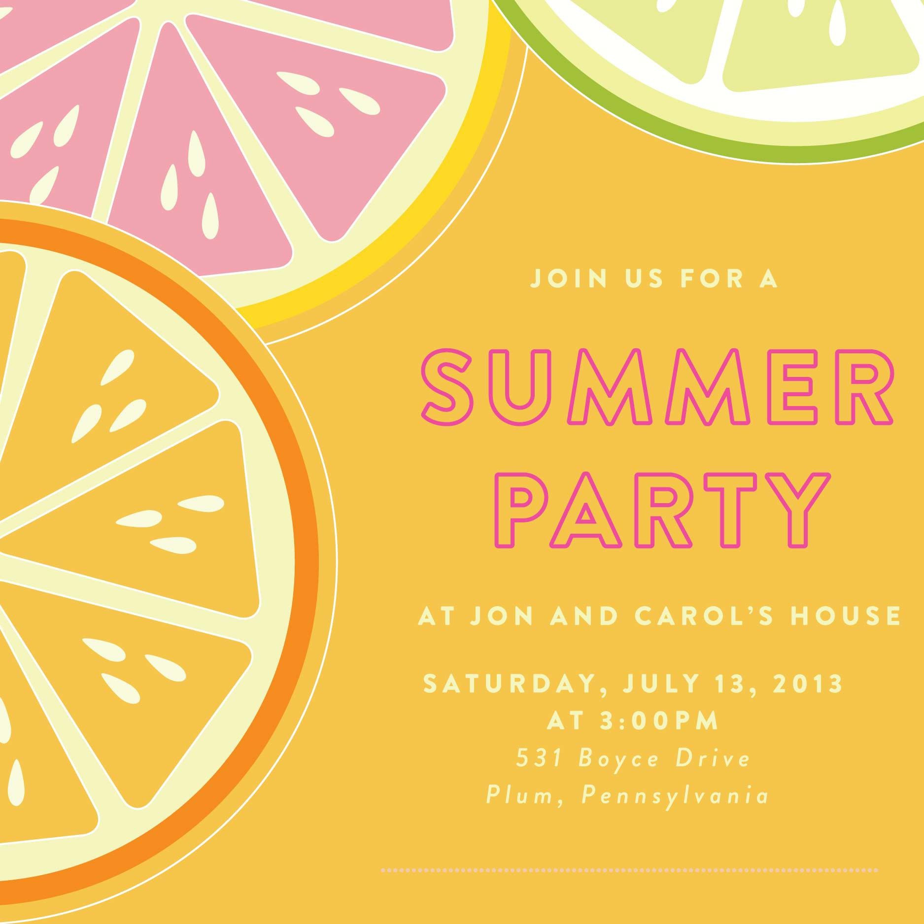 Summer Party Invitation Ideas
 summer bbq party invitation template