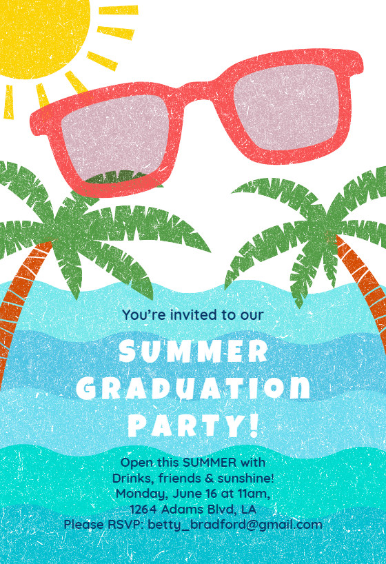 Summer Party Invitation Wording Ideas
 "Summer Graduation Party" printable invitation Customize