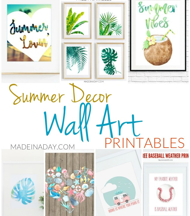 Summer Wall Decor
 Summer Decor Wall Art Printables • Made in a Day