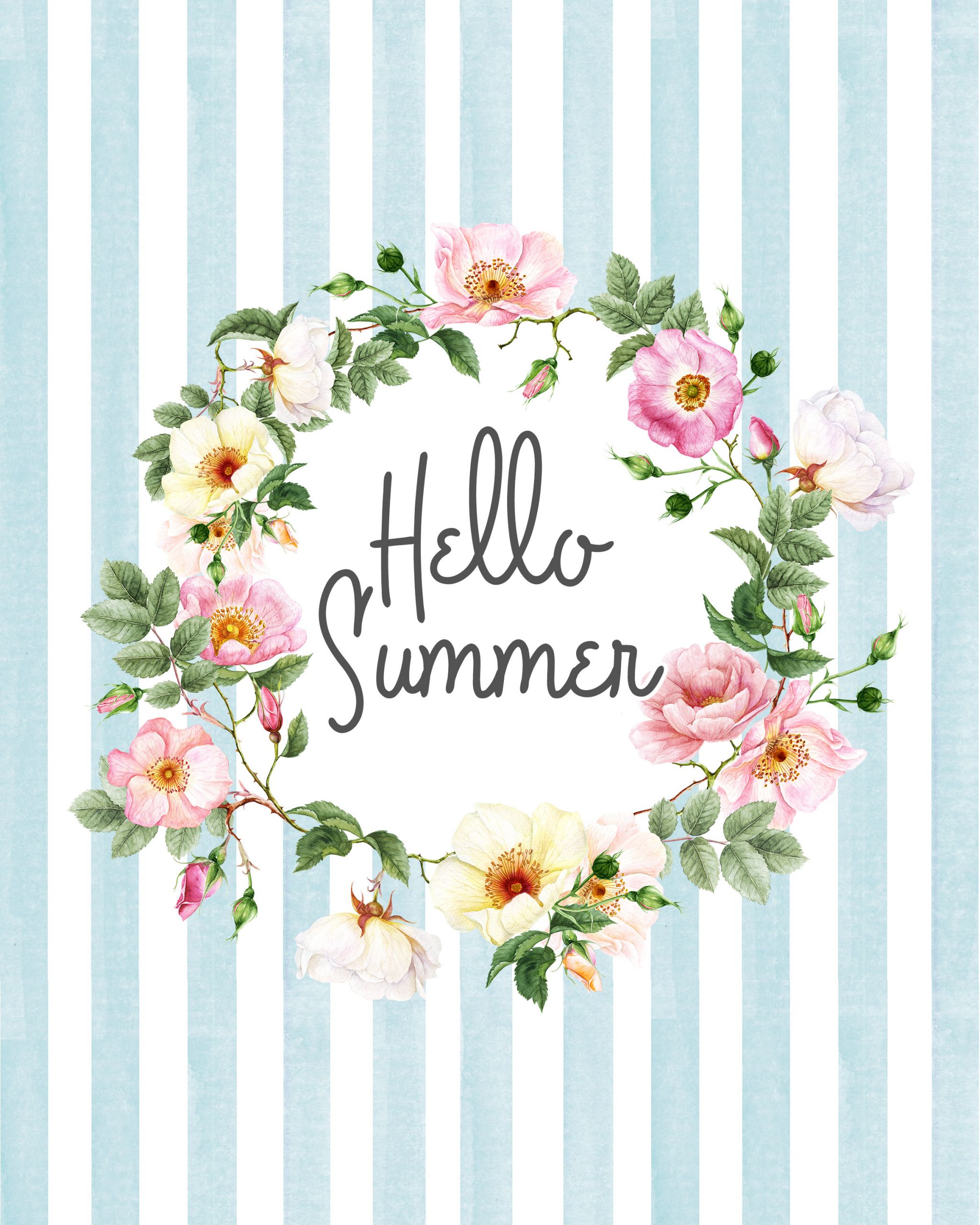 Summer Wall Decor
 Free Printable Hello Summer Wall Art Collection The