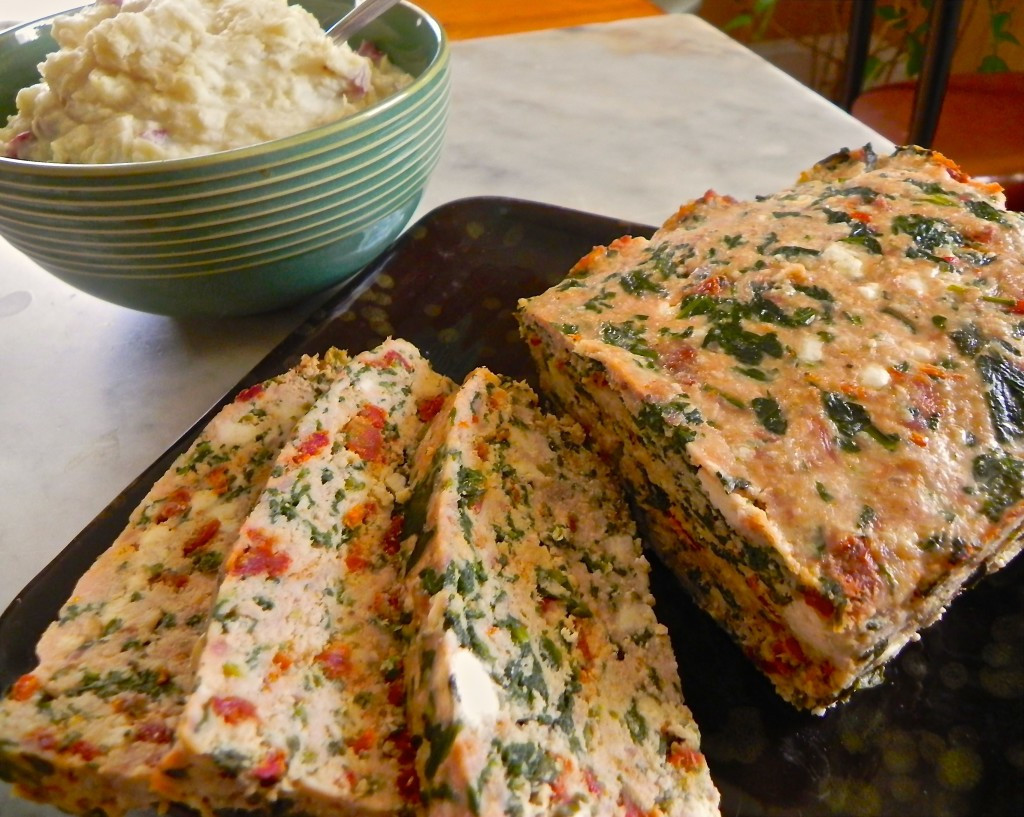 Sun Dried Tomato Turkey Meatloaf
 turkey meatloaf with sun dried tomato spinach and feta