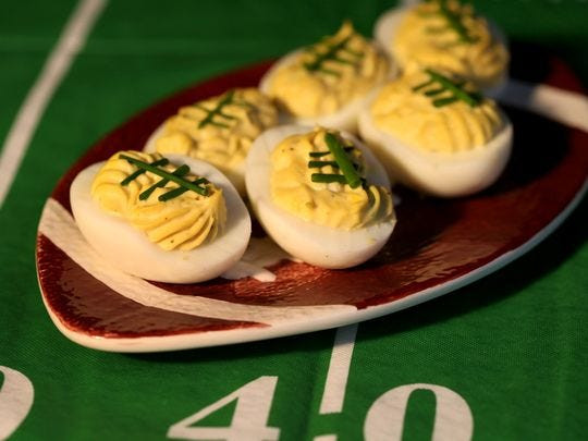 Super Bowl Deviled Eggs
 Score big with these Super Bowl nibbles