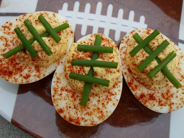 Super Bowl Deviled Eggs
 Happier Than A Pig In Mud Super Bowl Ideas