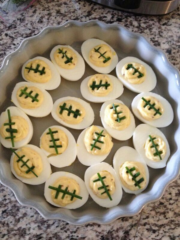 Super Bowl Deviled Eggs
 Super Bowl deviled eggs with chives