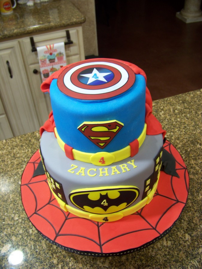 Superhero Birthday Cakes
 Superhero Cake Spiderman Batman Superman & Captain