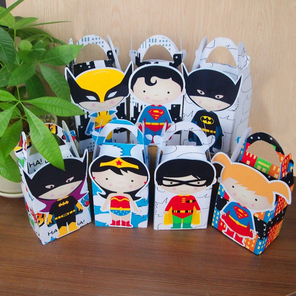 Superhero Birthday Party Supplies
 Girls Boys Superhero Favor Box Candy Box Gift Box Cupcake