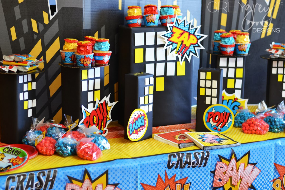 Superhero Birthday Party Supplies
 GreyGrey Designs My Parties Brett s Superhero 4th