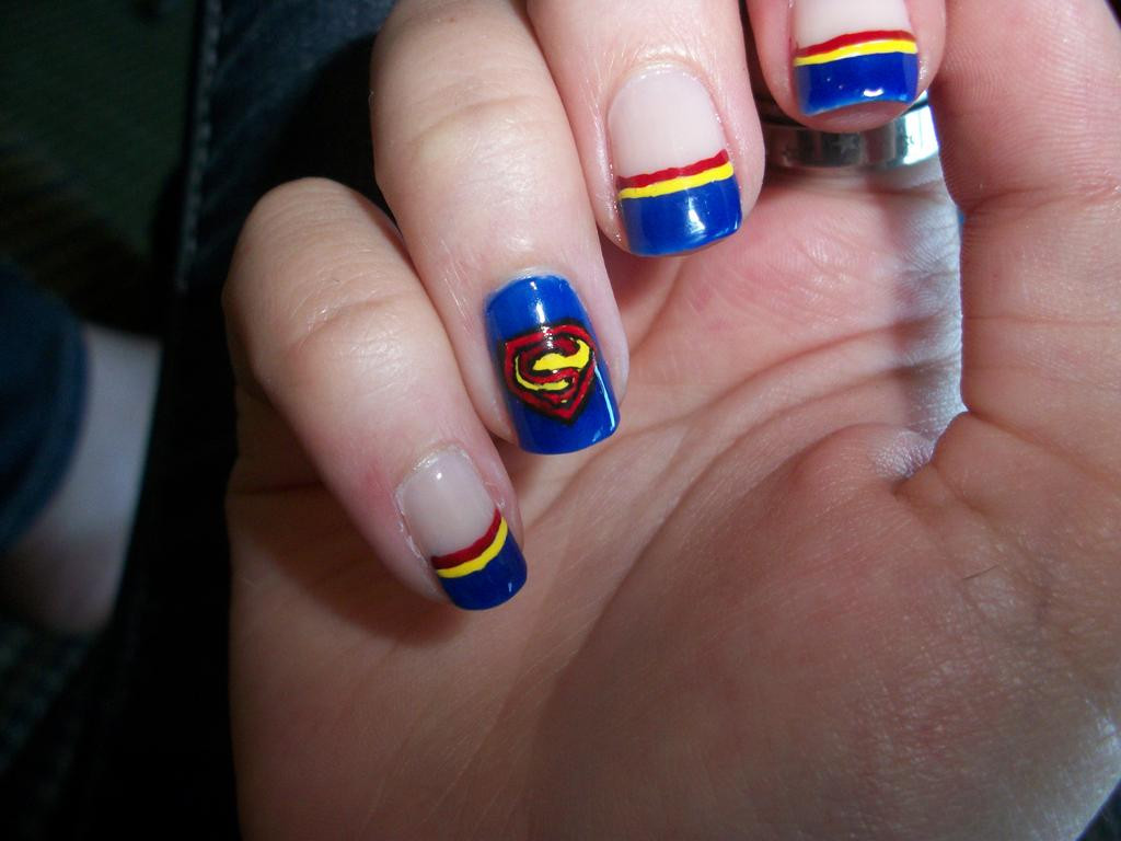 Superman Nail Art
 Superman Nails by QueenAlice Awesome on DeviantArt