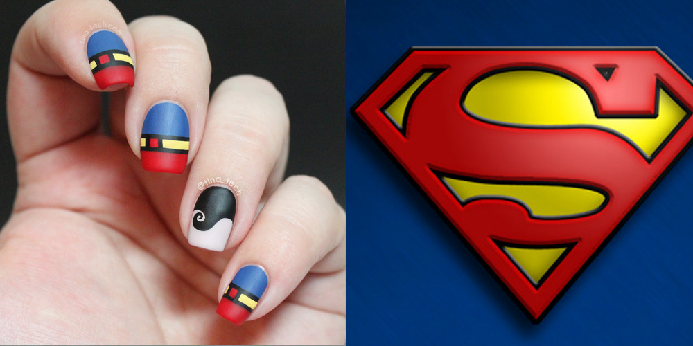 Superman Nail Art
 Superman Nails Tutorial tina tech