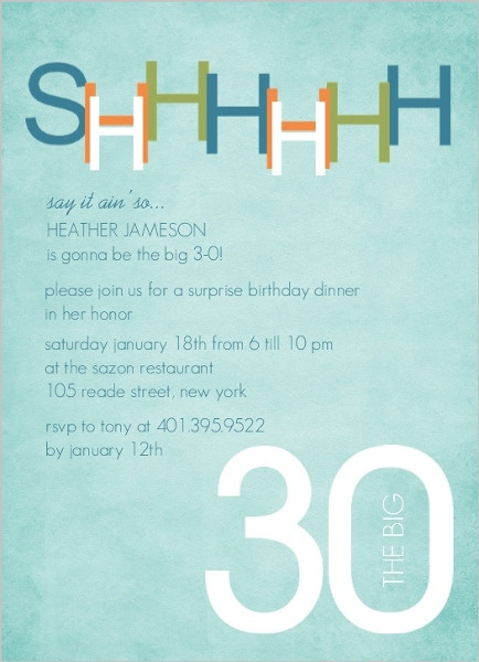 Surprise 30th Birthday Invitations
 Blue And Green Surprise 30Th Birthday Invitation