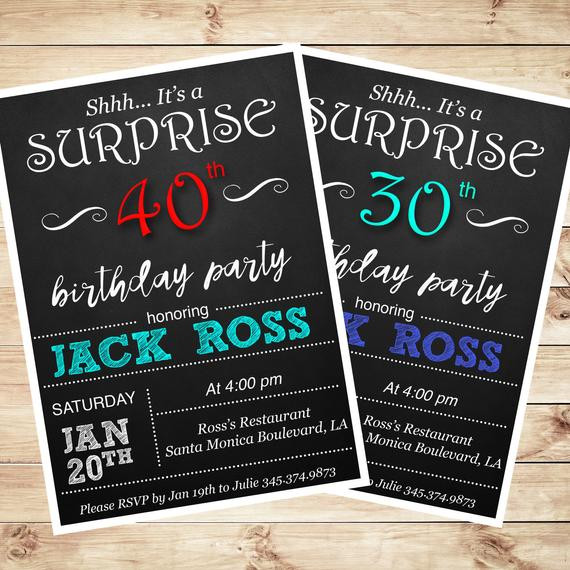 Surprise 30th Birthday Invitations
 Printable surprise 30th birthday party by ArtPartyInvitation