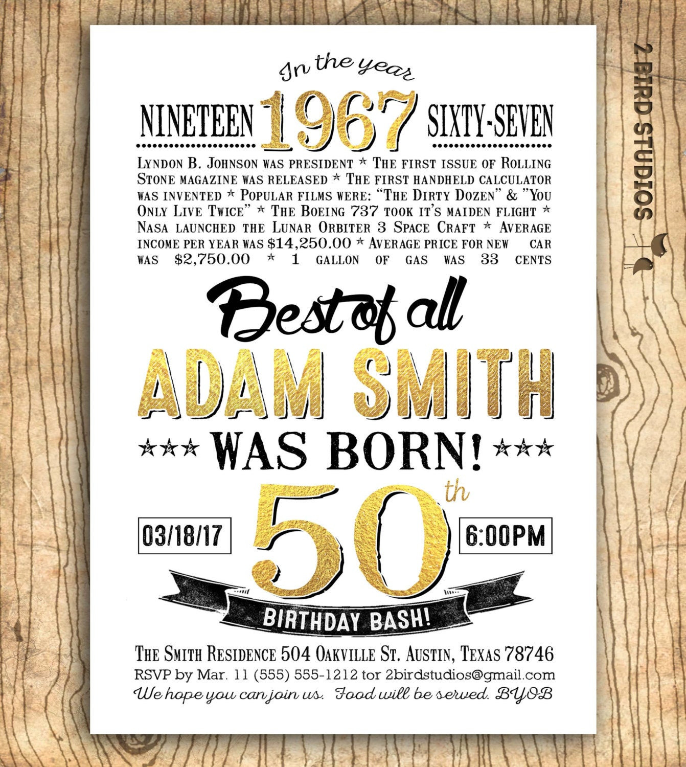 Surprise 50th Birthday Party Invitations
 50th birthday invitation for men Surprise 50th birthday