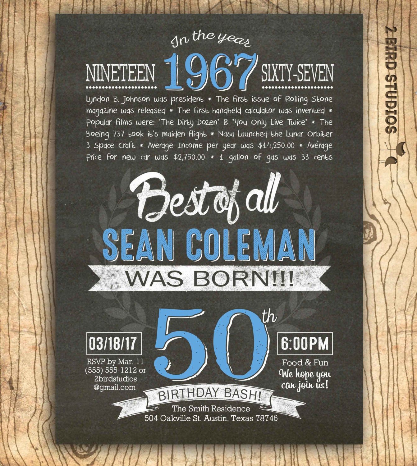 Surprise 50th Birthday Party Invitations
 50th birthday invitation Surprise 50th birthday invite 50th