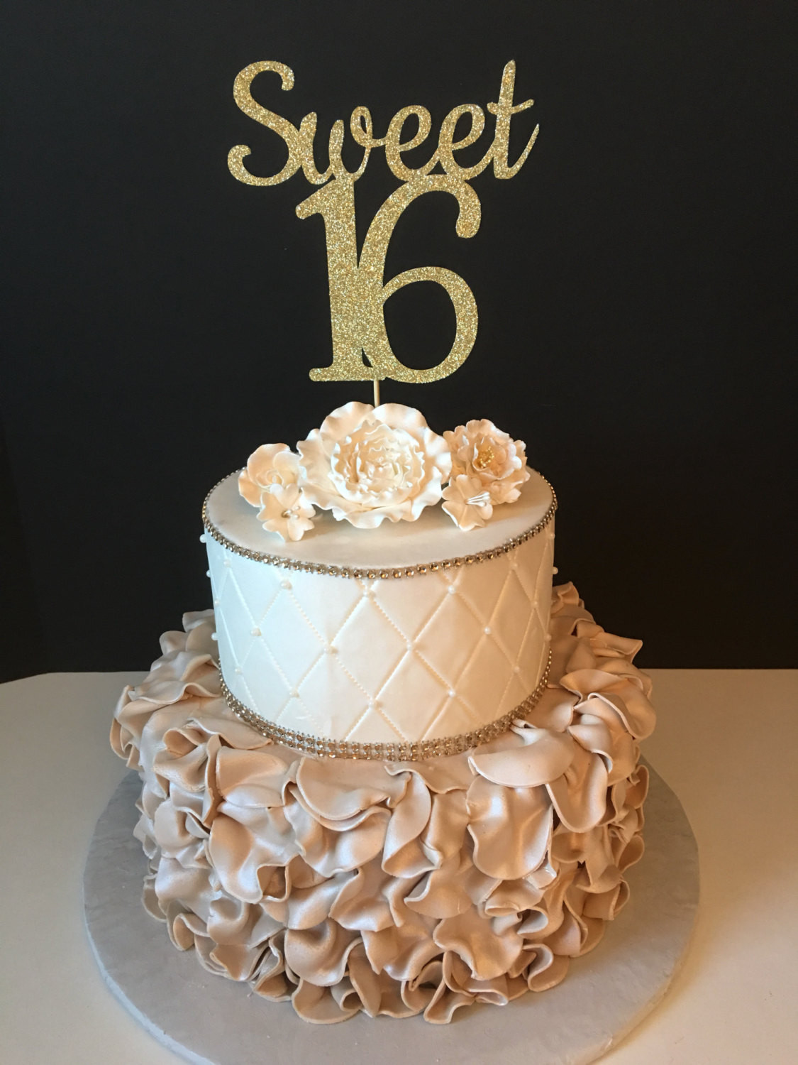 Sweet 16 Birthday Cakes
 Any Color Glitter Sweet 16 Birthday Cake Topper Sweet Sixteen