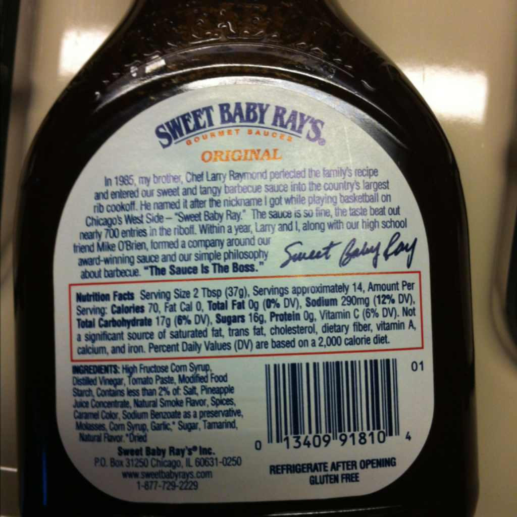 Sweet Baby Ray'S Bbq Sauce Nutrition
 Sweet Baby Ray s Barbecue Sauce Calories Nutrition