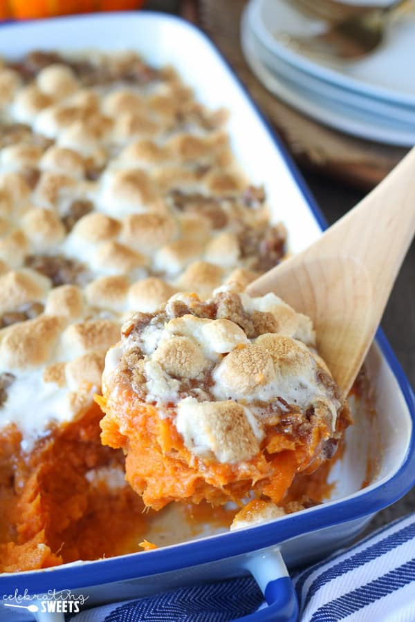 Sweet Potato And Marshmallow
 Sweet Potato Casserole with Marshmallows and Streusel