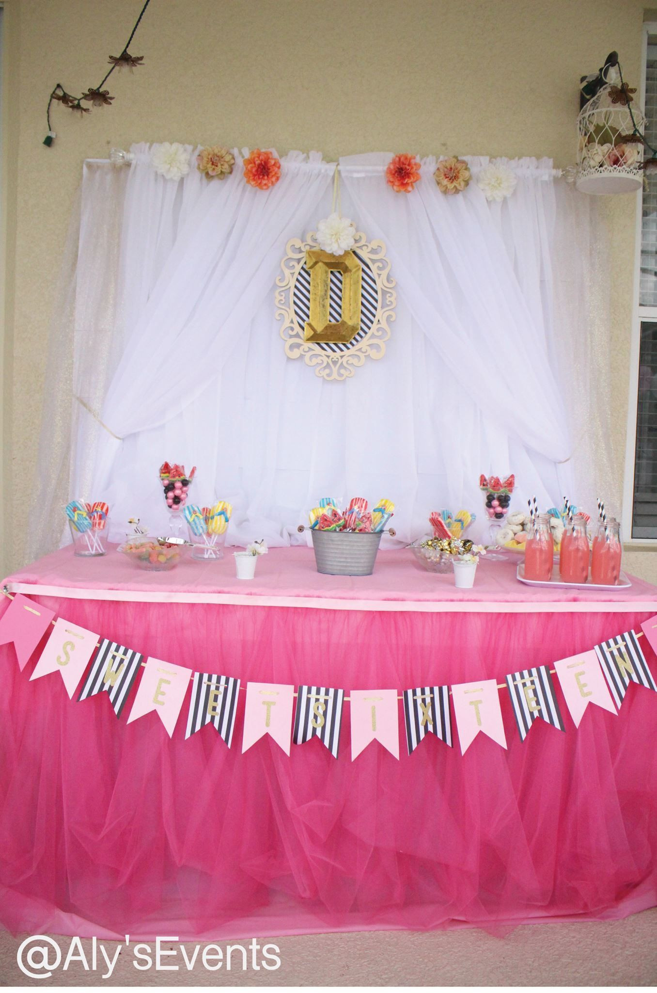 Sweet Sixteen Pool Party Ideas
 Main table for Summer Sweet 16 Pool Party Decor by Aly s