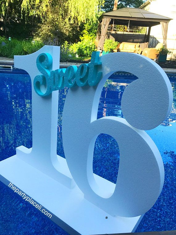 Sweet Sixteen Pool Party Ideas
 Pool Party Decoration Floating Prop Giant Numbers or