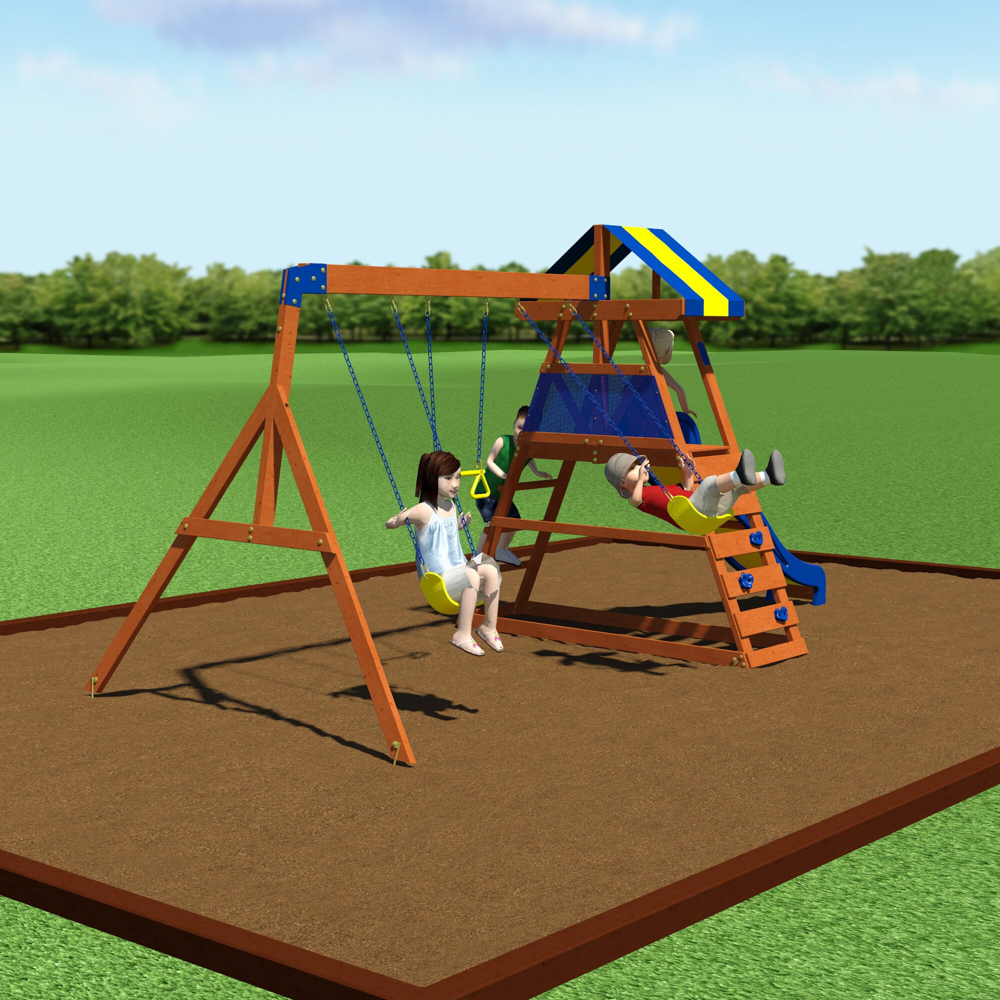 Swing Set For Backyard
 Backyard Discovery Dayton All Cedar Swing Set & Reviews