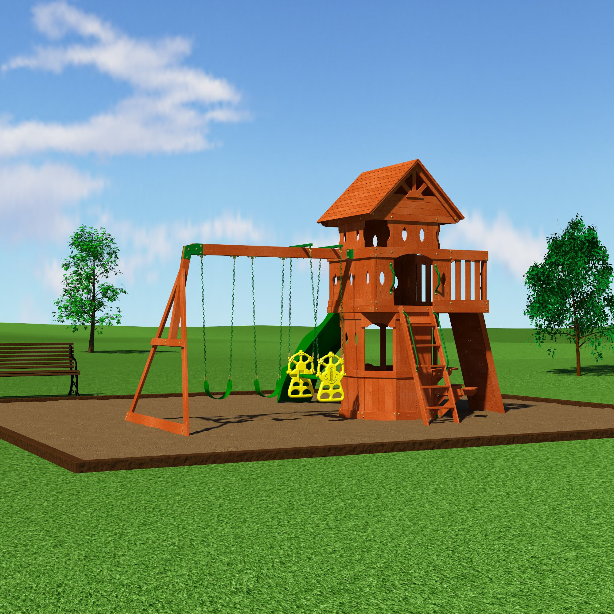 Swing Set For Backyard
 Backyard Discovery Woodland All Cedar Swing Set & Reviews