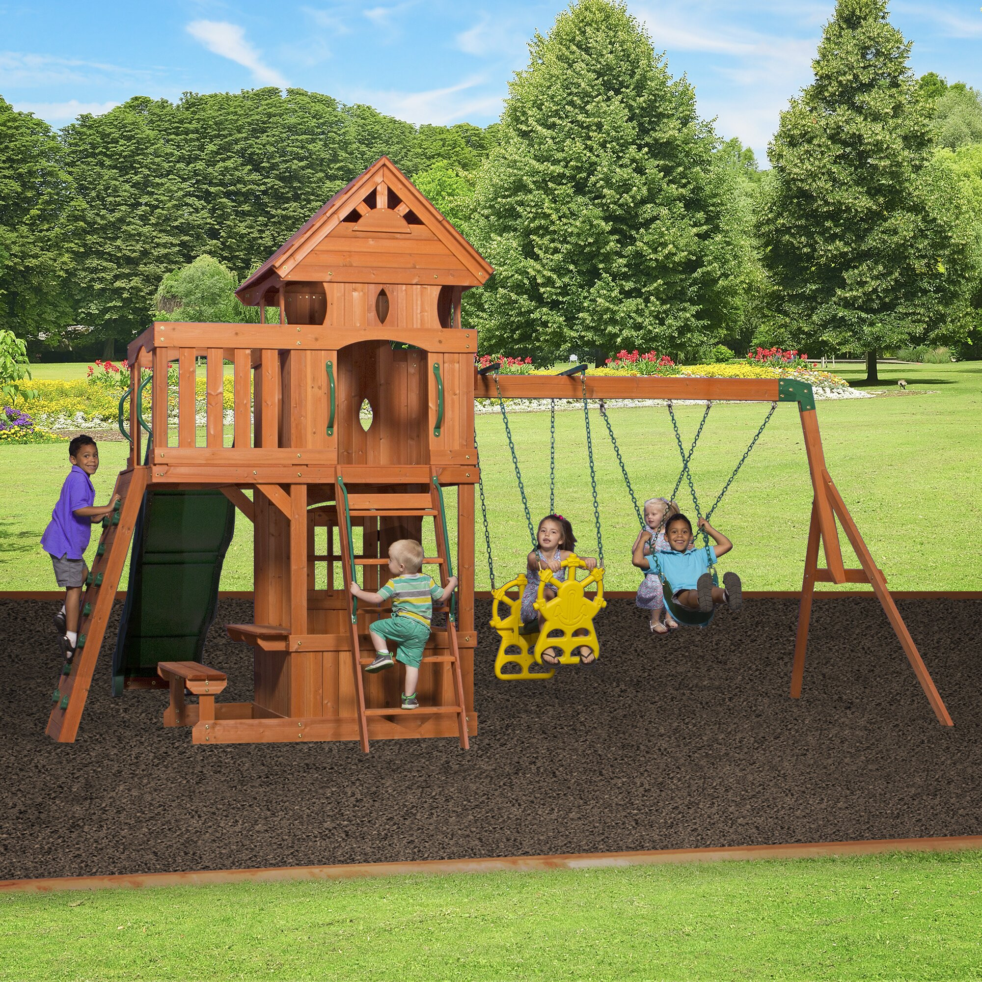 Swing Set For Backyard
 Backyard Discovery Monterey All Cedar Swing Set & Reviews