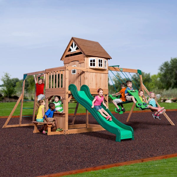 Swing Set For Backyard
 Shop Backyard Discovery Montpelier All Cedar Swing Set